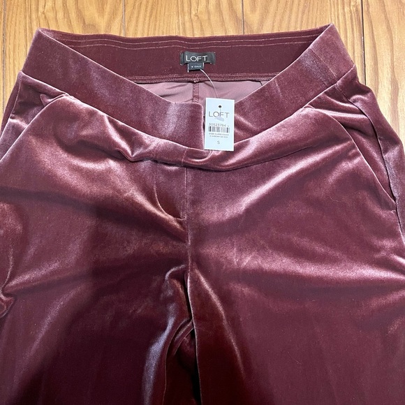 Loft Straight Leg Velvet Taper Pants- Color: Wine, Size: Small - Picture 3 of 8